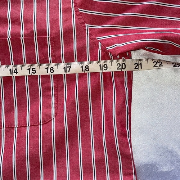 Vintage Villager Sport Tailored Button Down Red Oxford Stripe Preppy Retro Sz M - Picture 5 of 9